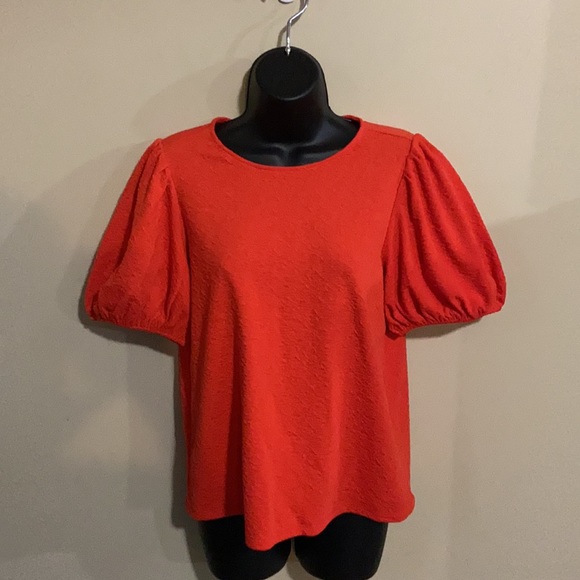 NWT A New Day Red Puff Sleeve Short Sleeve Top - Picture 3 of 11